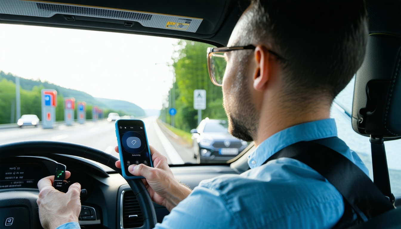 Driver using contactless toll payment system